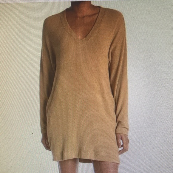 NWT Socialite women’s sweater dress long sleeve lightweight knit tan medium - Picture 9 of 9